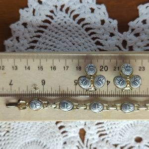 White scarab bracelet and earrings